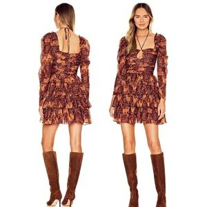 House of Harlow 1960 Metallic Shimmering Pleated Mini Dress